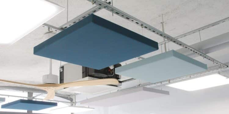 Panneau acoustique plafond carré bleu